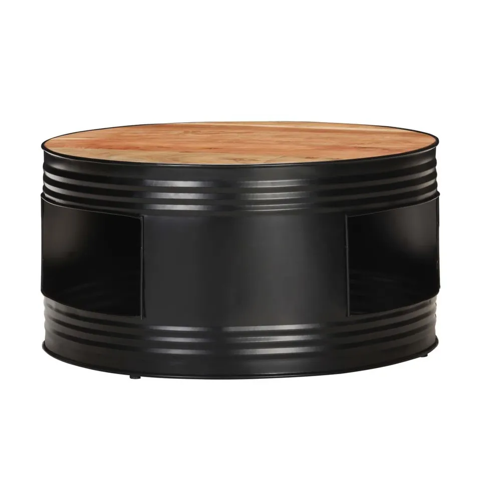 Coffee Table Black 26.8"x26.8"x14.2" Solid Acacia Wood