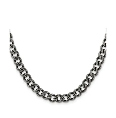 Chisel Stainless Steel Oxidized7.5mm Curb Chain Necklace
