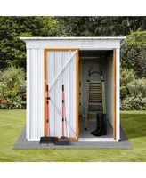 Metal Garden Sheds 5FTx4FT Outdoor Storage Sheds White+Yellow