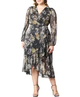 Women's Plus Clara Sparkling Long Sleeve Wrap Dress