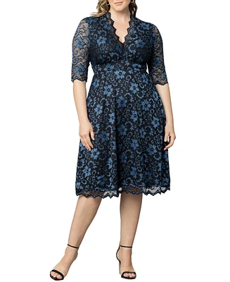 Kiyonna Plus Mon Cherie Floral Lace Cocktail Dress