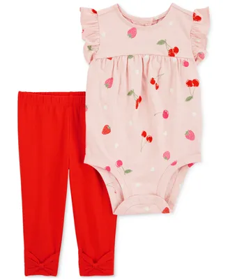 Carter's Baby Girls Fruit Bodysuit and Pants, 2 Piece Set