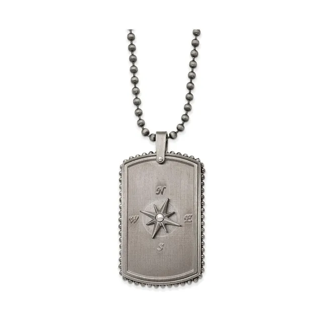 Chisel White Bronze-plated Moveable Compass Dog Tag Chain Necklace