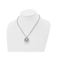 Chisel Brushed Flower Cutout Pendant Cable Chain Necklace