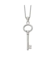 Chisel Stainless Steel Polished Key Pendant on a Box Chain Necklace