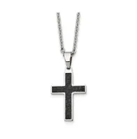 Chisel Polished Black Ip-plated Cross Pendant Cable Chain Necklace