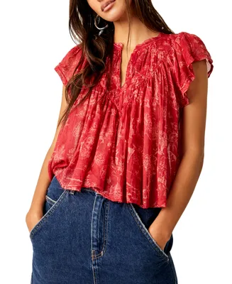 Free People Women's Cotton Padma Printed Flutter Top