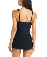 Beyond Control Women's Grommet-Detail Square-Neck Swim Dress