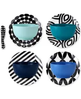 French Bull Shades of Blue Melamine Small Bowls, Set of 6