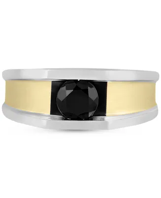 Men's Black Diamond Concave Ring (1-1/2 ct. t.w.) in Sterling Silver & 14k Gold-Plate - Two
