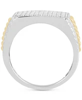 Men's Diamond Pave Cluster Ring (1 ct. t.w.) in Sterling Silver & 14k Gold-Plate - Two