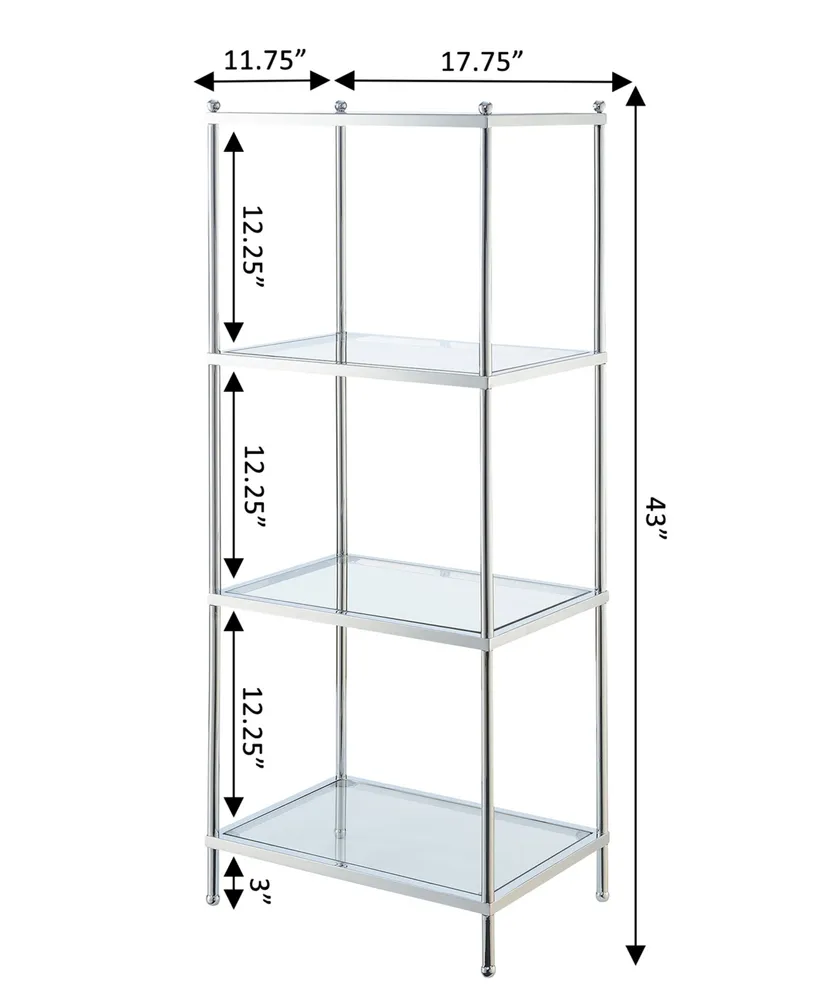 Convenience Concepts 17.75" Chrome Royal Crest 4 Tier Glass Tower