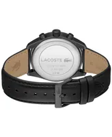 Lacoste Men's Boston Chronograph Black Leather Strap Watch 42mm