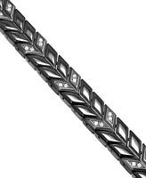 Blackjack Men's Cubic Zirconia Chevron Link Bracelet Stainless Steel