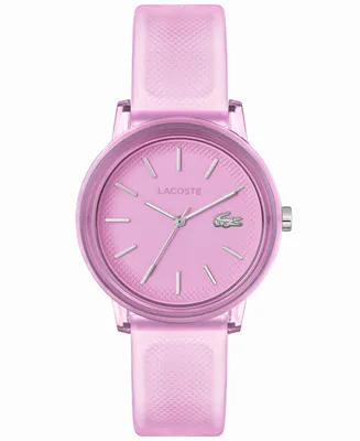 Lacoste Women's L.12.12 Quartz Pink Semi-Transparent Silicone Strap Watch 36mm