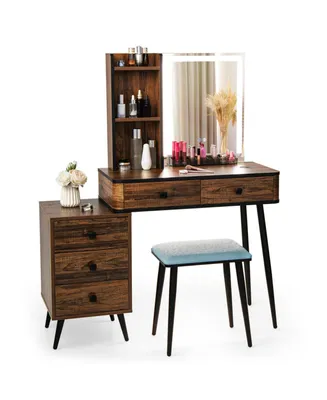 Vanity Makeup Table Set with Lighted Mirror