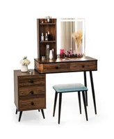 Vanity Makeup Table Set with Lighted Mirror