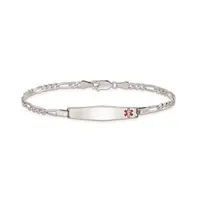 Sterling Silver Rhodium-plated Medical Id Figaro Link Bracelet