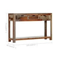 Console Table with 3 Drawers 47.2"x11.8"x29.5" Solid Sheesham Wood