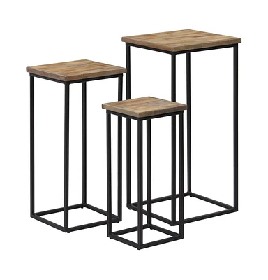 3 Piece Plant Table Set Reclaimed Teak