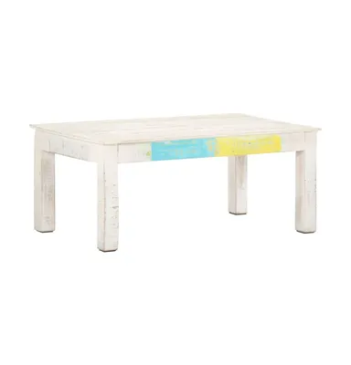 Coffee Table White 43.3"x23.6"x17.7" Solid Mango Wood