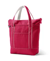 Lands' End Medium Solid Color 5 Pocket Zip Top Canvas Tote Bag