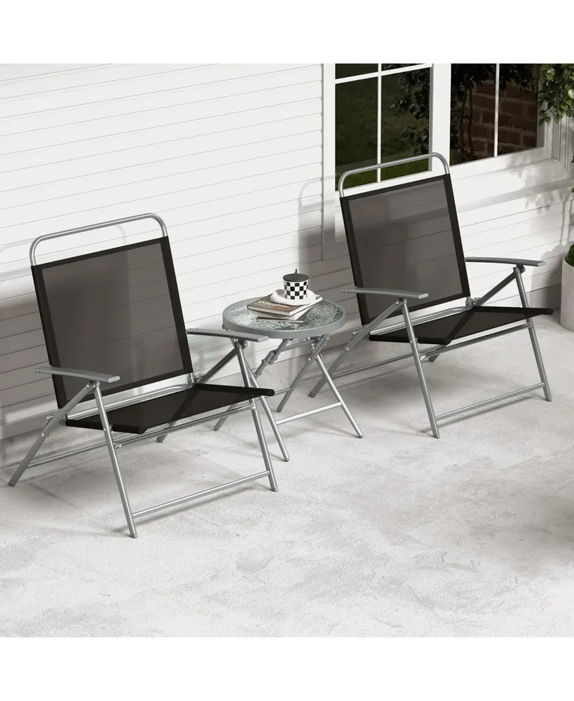 3 Piece Patio Folding Chair Set Outdoor Metal Conversation Set