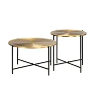 Table Set 2 Pieces Brass-covered Mdf