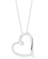 Diamond Polished Heart Pendant Necklace (1/10 ct. t.w.) in Sterling Silver, 16" + 2" extender