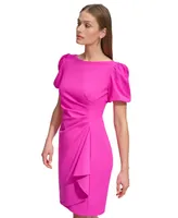 Dkny Petite Puff-Sleeve Side-Ruched Dress