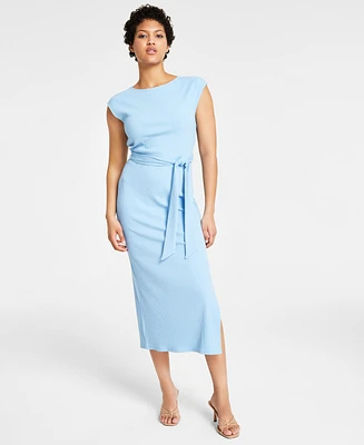 Bar Iii Women's Cap-Sleeve Ribbed Midi Dress, Created for Macy's