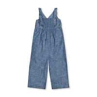 Hope & Henry Girls' Sleeveless Ruffle Neck Jumpsuit