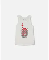 Girl Organic Cotton Tank Top With Knot Off White