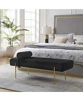 Inspired Home Huda Upholstered Bench With Gold Leg