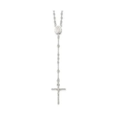 Sterling Silver Polished Rosary Pendant Necklace 16"