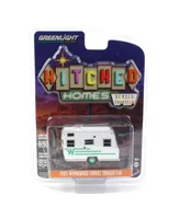 1/64 Winnebago Travel Trailer White Green Stripe Hitched Homes