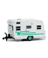 1/64 Winnebago Travel Trailer White Green Stripe Hitched Homes