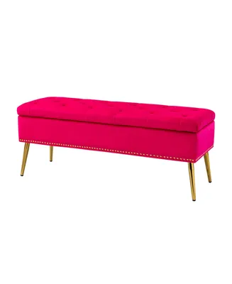 Modern Velvet Storage Ottoman Bench for Living Room Dining