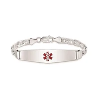 Sterling Silver Rhodium-plated Medical Id Anchor Link Bracelet