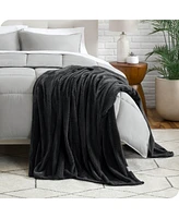 Bare Home Textured Micro plush Fleece Throw Blanket