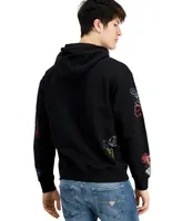 Guess Men's World Stamp Printed Pullover Logo Hoodie