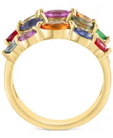 Effy Multi-Gemstone (2-3/8 ct. t.w.) & Diamond (7/8 ct. t.w.) Wide Statement Ring in 14k Gold