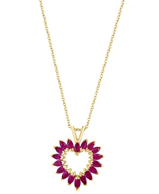 Effy Ruby Marquise Heart 18" Pendant Necklace (1-5/8 ct. t.w.) in 14k Gold