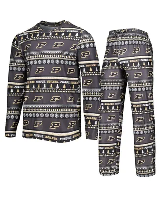 Men's Concepts Sport Black Purdue Boilermakers Swivel Long Sleeve T-shirt and Pants Sleep Set