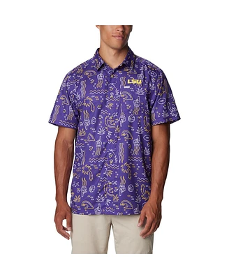 Men's Columbia Purple Lsu Tigers Super Slack Tide Omni-Wick Button-Up Shirt