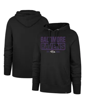 Men's '47 Brand Black Baltimore Ravens Box Out Headline Pullover Hoodie