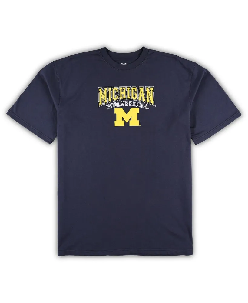 Men's Profile Navy, Maize Michigan Wolverines Big and Tall 2-Pack T-shirt Flannel Pants Set