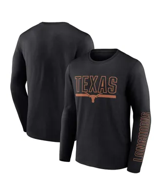 Men's Profile Black Texas Longhorns Big and Tall Two-Hit Graphic Long Sleeve T-shirt