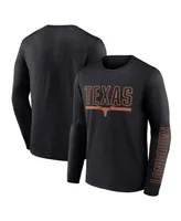 Men's Profile Black Texas Longhorns Big and Tall Two-Hit Graphic Long Sleeve T-shirt