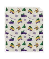 Pegasus Home Fashions Minnesota Vikings Holiday Truck Repeat 50" x 60" Sherpa Flannel Fleece Blanket